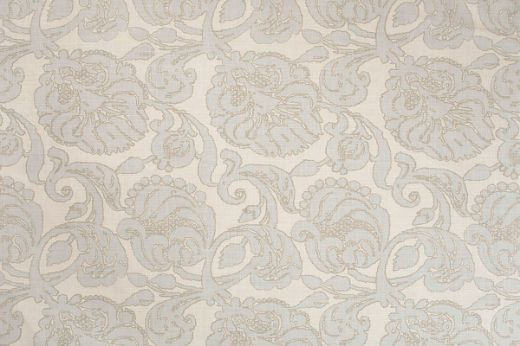 Anna floral linen fabric in grey tones with a repetitive floral pattern, designed by Michael Szell for Christopher Farr Cloth.