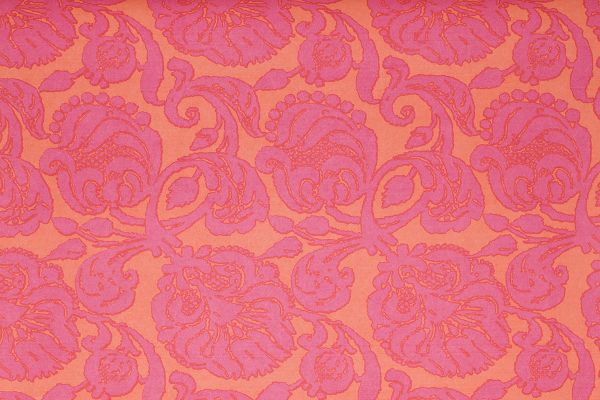 Anna Floral Printed Wallpaper in fuchsia, designed by Michael Szell for Christopher Farr Cloth, featuring a vibrant, nature-inspired floral pattern. Printed in the UK.