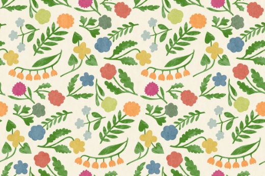 Array Floral Wallpaper in grass green colourway, featuring a multi-coloured floral design with fresh, bright tones, creating a vibrant and nature-inspired look for walls and ceilings