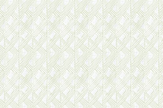 Belge printed wallpaper by Barron & Larcher for Christopher Farr Cloth – Thyme colour-way featuring soft green and white tones with a geometric dots and lines pattern.