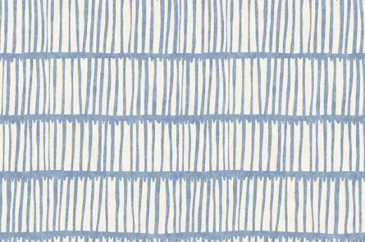 Crochet Printed Wallpaper in Cobalt, showcasing a rich blue and white linear pattern, perfect for creating a bold and sophisticated statement in modern spaces.