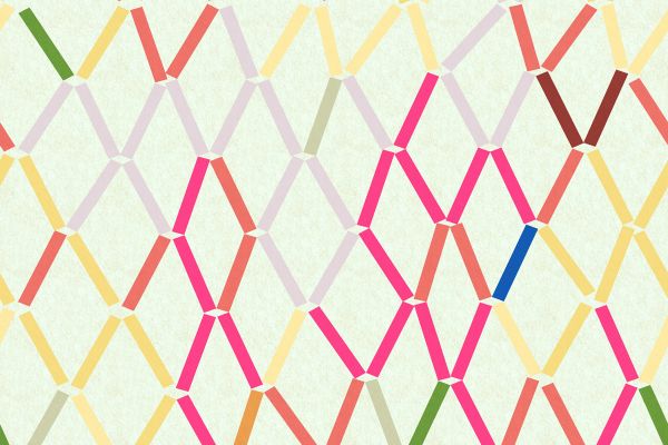 Porto Printed Wallpaper in Fuchsia – dynamic pink and multi coloured geometric design, layered and textured for a playful and vibrant look in kids’ spaces.