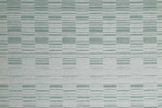 An outdoor, performance woven geometric stripe design in pale green tonal colours
