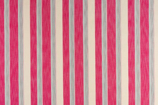 Stripes performance weave, in cream and blue tones with bold pink stripe 