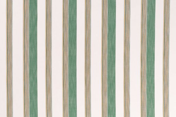 Stripes performance weave, in green and yellow tones with bold white stripe 