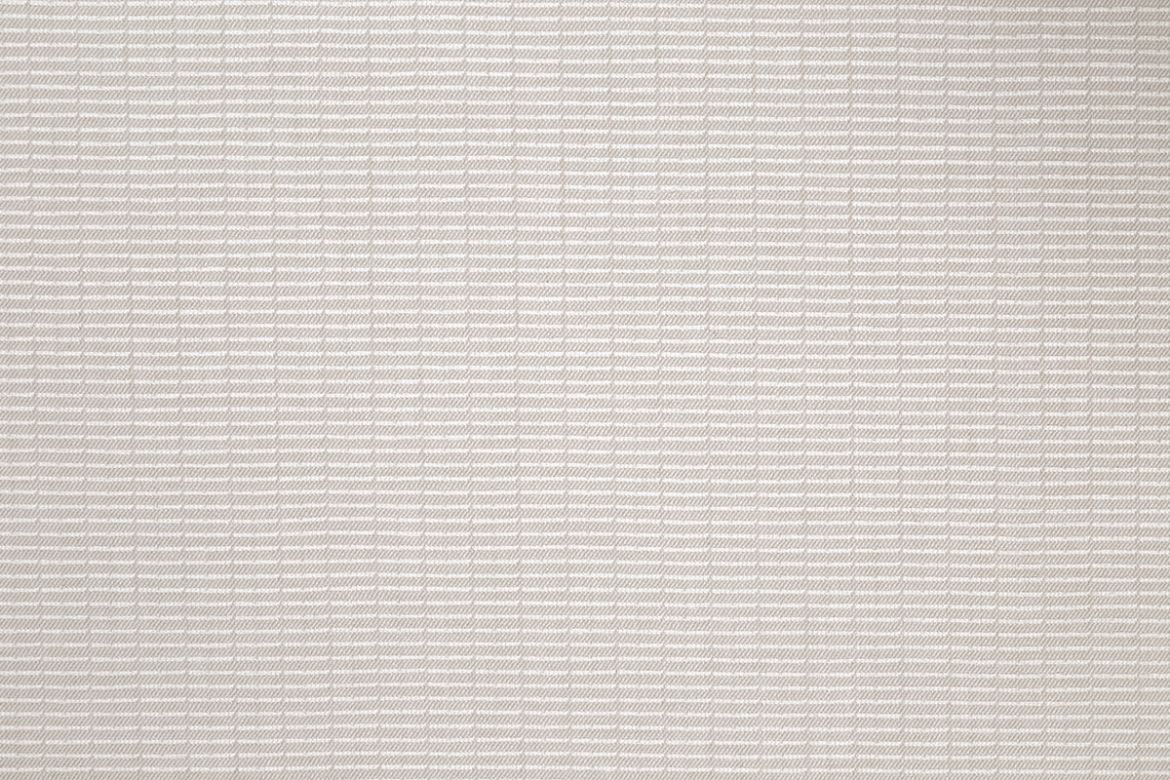 An outdoor, performance woven stripe in natural and white colours