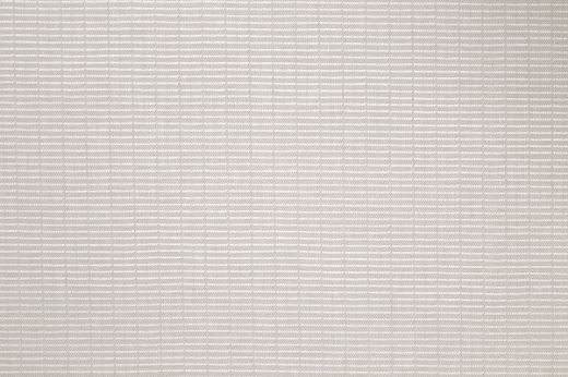 An outdoor, performance woven stripe in natural and white colours