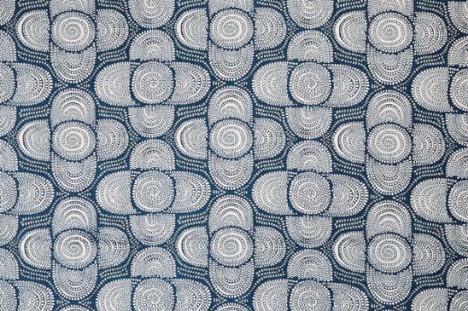 Raoul Dufy Azteque Printed Fabric in Indigo Blue and White – Luxury Linen