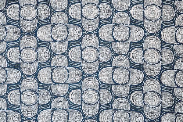 Raoul Dufy Azteque Printed Fabric in Indigo Blue and White – Luxury Linen