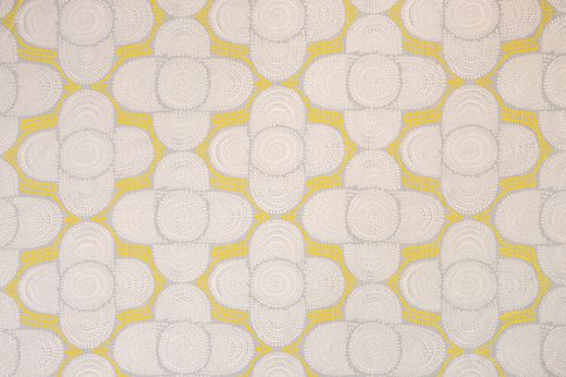 Raoul Dufy Azteque Printed Fabric in Pale Blue, Yellow, and White – Luxury Linen
