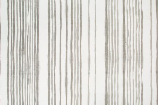 Natural vertical stripes on a white base cloth with a hand painted look 