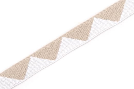 Big Top Tape fabric trim Natural featuring a whimsical geometric pattern of natural and white triangles, which can be added to curtains, drapery, upholstery or accessories.  