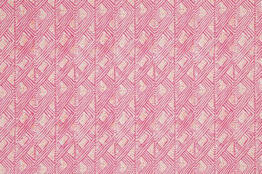 Belge geometric and dotty linen fabric in shades of lemon yellow on a natural background, featuring a repetitive, playful abstract small-scale pattern, designed by Barron and Larcher for Christopher Farr Cloth.