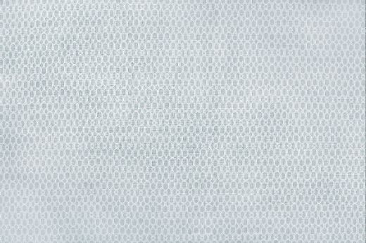 Chiselled Circle geometric printed linen fabric in pale blue, designed by And Objects for Christopher Farr Cloth.