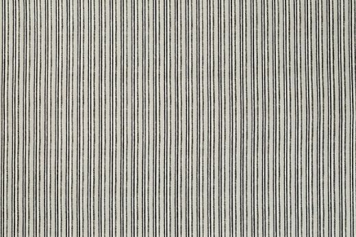 Peace and Love fabric in charcoal and black stripe design, offering a more graphic, monochrome interpretation on linen.