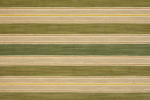A striped woven fabric in green tones with small stripes of yellow and warm browns.