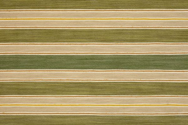 A striped woven fabric in green tones with small stripes of yellow and warm browns.