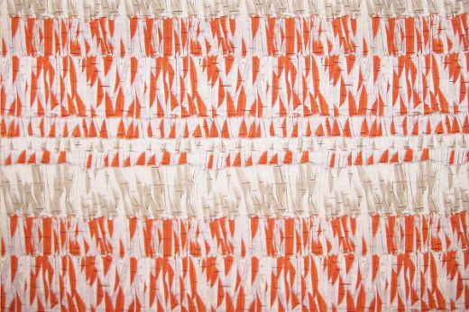 Abstract design in orange and warm grey colours with pops of dark red 