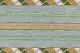 Woven fabric in green and blue tone. Has zig zag motif stripes running horizonal.