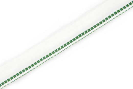 Hopscotch Performance Piping in Verde, with a fresh green hue and a square woven design, bringing an energetic and durable accent to commercial and outdoor applications.