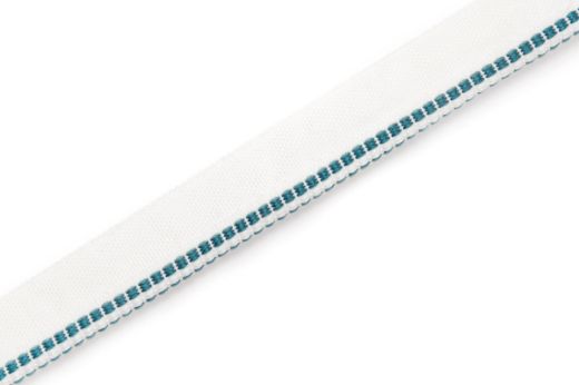 Hopscotch Performance Piping in Turchese, featuring a striking turquoise woven square design, perfect for adding a lively yet durable accent to outdoor spaces and commercial upholstery.