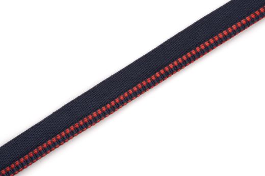 Hopscotch Performance Piping in Rosso, featuring a bold red woven square design, bringing a strong, vibrant accent to commercial and outdoor furniture.
