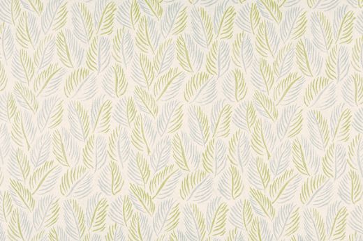 Armatures Feuilles wallpaper in sky blue and green colourway, featuring a delicate leaf design with a fresh, nature-inspired pattern, ideal for creating a calming atmosphere