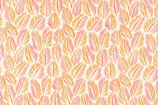 Armatures Feuilles wallpaper in apricot orange colourway, featuring a delicate leaf design with a warm, nature-inspired pattern, perfect for brightening up any room