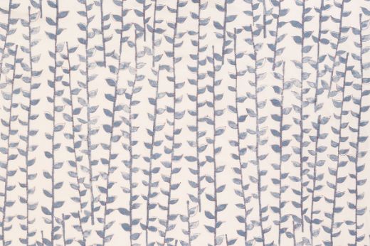 Vertical vines with tea leaves in tonal shades of pale denim blue