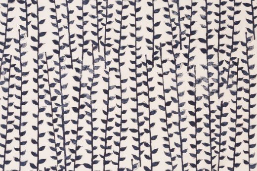 Vertical vines with tea leaves in tonal shades of indigo 