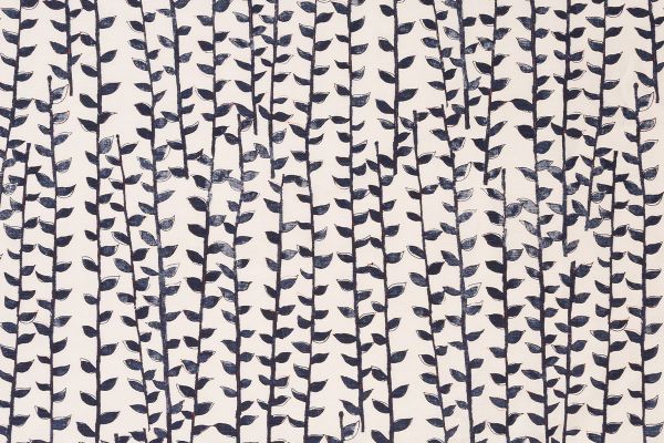 Vertical vines with tea leaves in tonal shades of indigo 