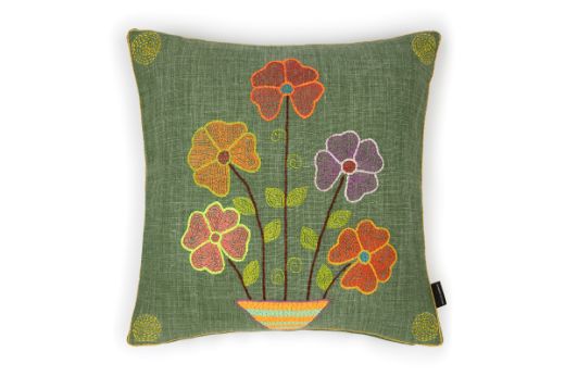 Picture of Alice Kettle Vase of Flowers Cushion 