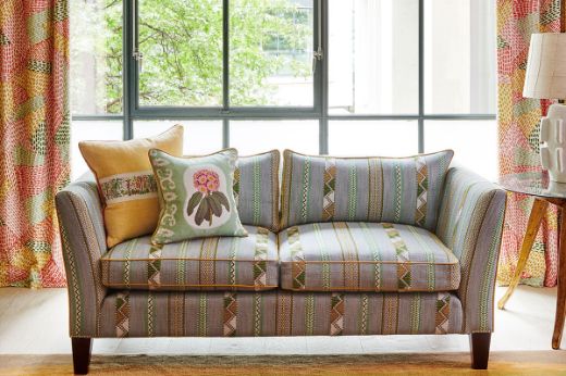 Woven Ribbon in Aqua on a sofa, Design by Kit Kemp, Location at Firmdale Hotel, Photography by Christopher Horwood