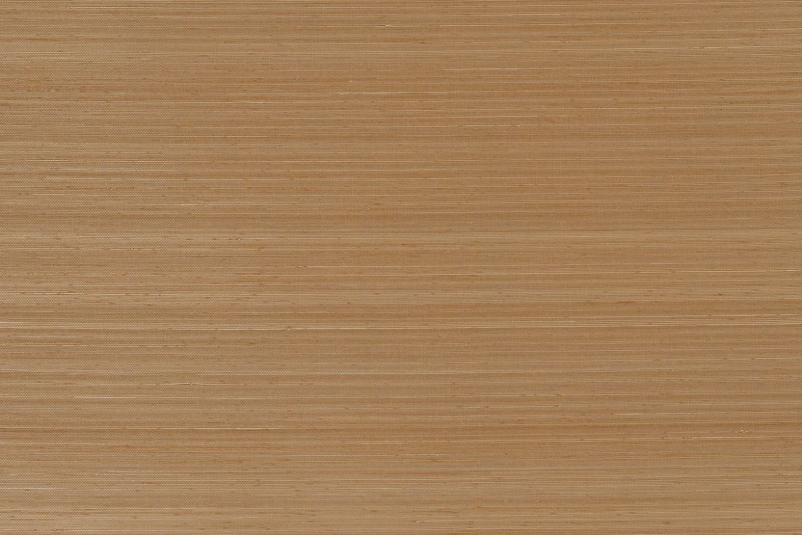 Natural abaca grass cloth wallpaper in warm golden-brown tones with fine horizontal texture.
