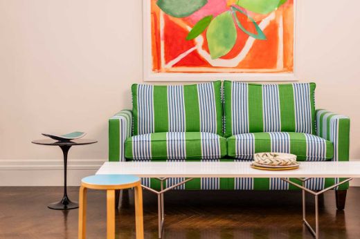 The Hudson Stripe Green Sofa. Photography Christopher Horwood.