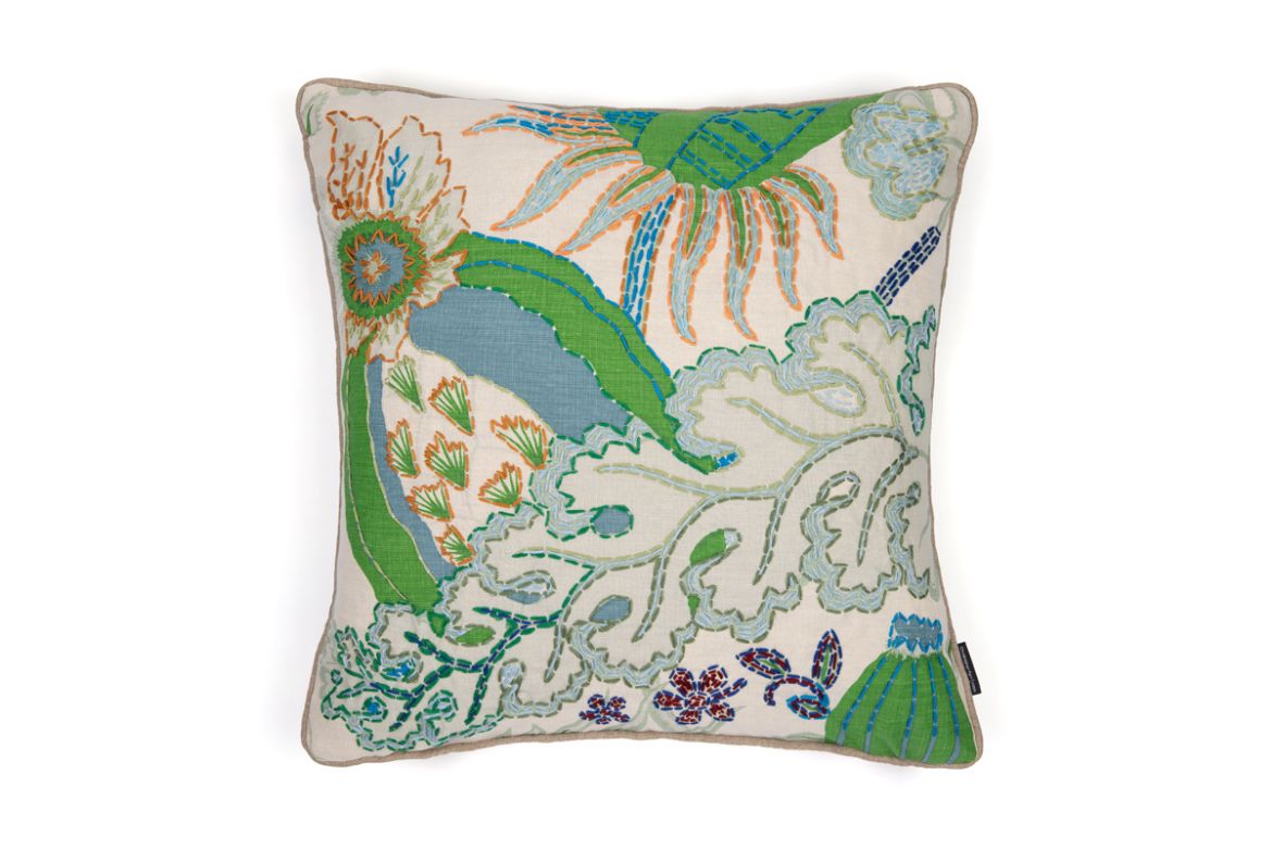 Picture of CARNIVAL EMBROIDERED CUSHION GREEN FIVE