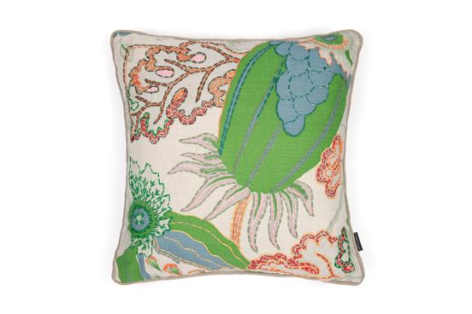 Picture of CARNIVAL EMBROIDERED CUSHION GREEN SEVEN