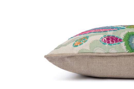 Picture of CARNIVAL EMBROIDERED CUSHION GREEN TEN