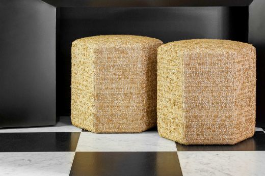 Hexagon shaped stools in Bolton in Honey, Design by Scott Yetman, Photography Drew Hadley