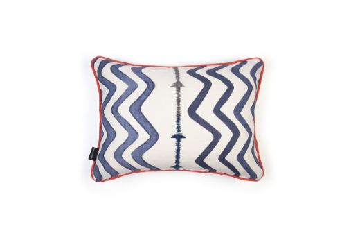 Picture of Rick Rack Indigo with Soprano Coral Piping Cushion