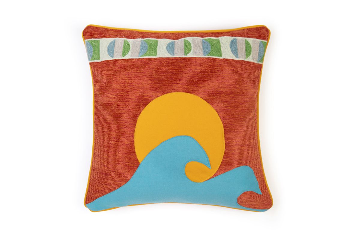 Picture of Sandy Lane Cushion Arancio with Pop Art Green Trim Cushion