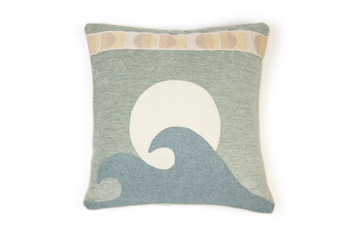 Picture of Sandy Lane Cushion Verde with Maroma Verde back with Pop Art Natural Trim Cushion