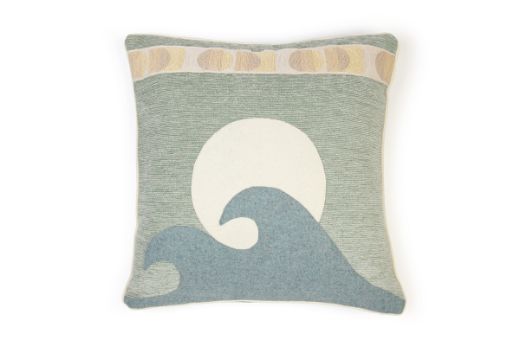 Picture of Sandy Lane Cushion Verde with Maroma Verde back with Pop Art Natural Trim Cushion