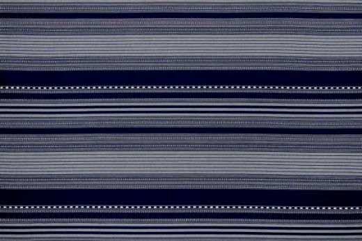 Navy and grey Karoo Performance Weave fabric in a woven stripe design