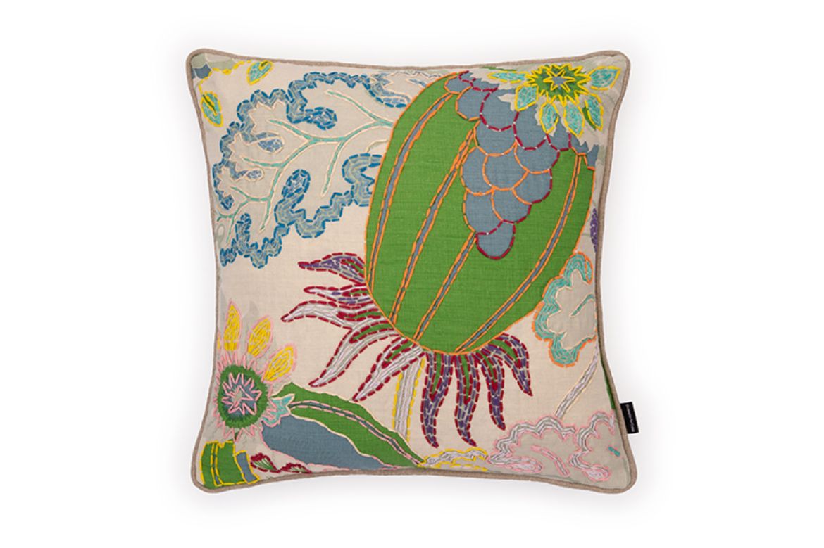 Picture of CARNIVAL EMBROIDERED CUSHION GREEN THIRTEEN 