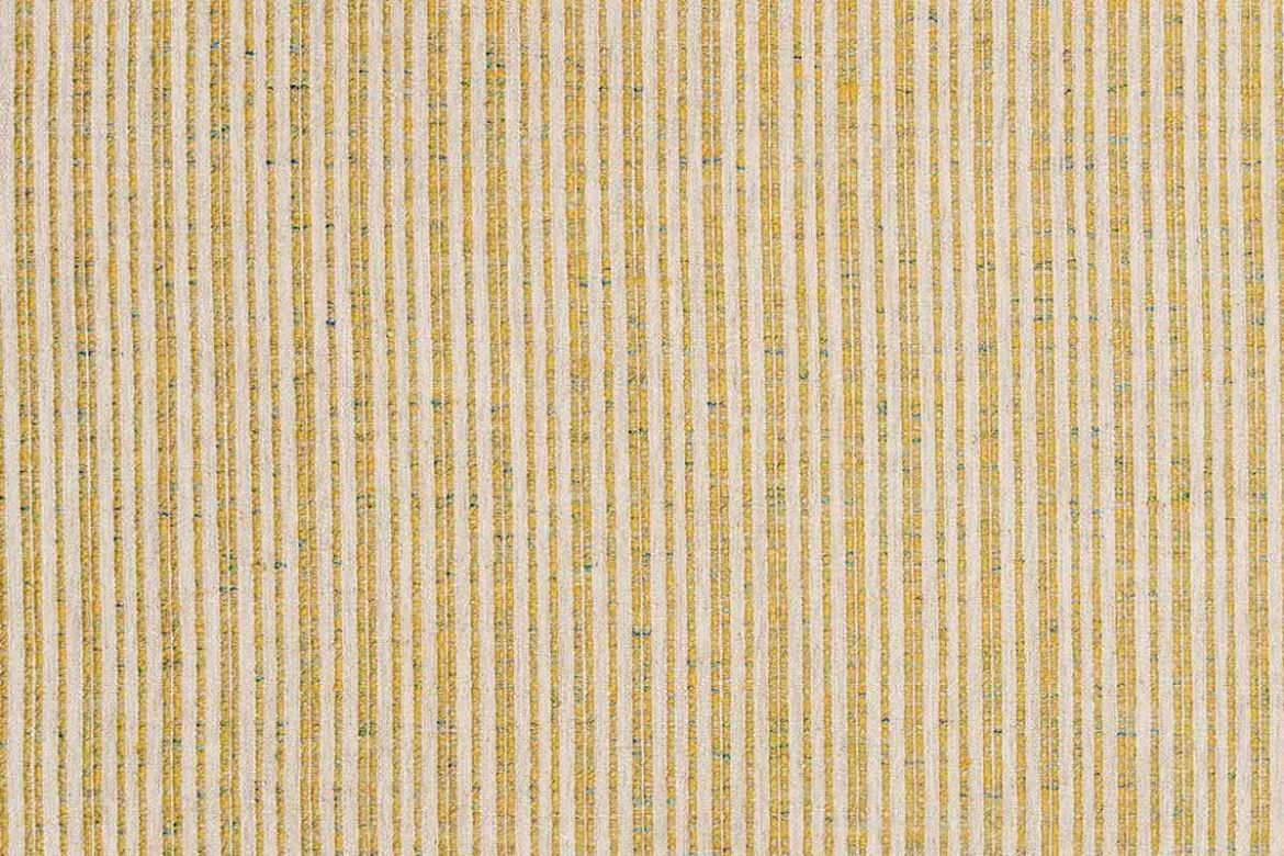 Textured stripe in lemon yellow with speckles of teal in the yarn 