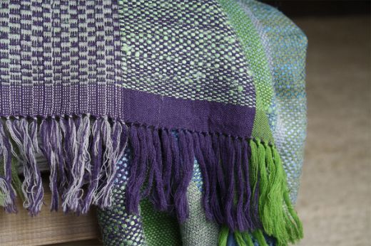 green and blue striped woven throw blanket by christopher farr cloth