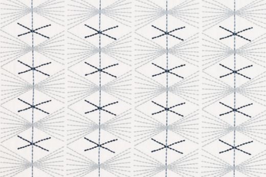 mikado geometric embroidered blue fabric