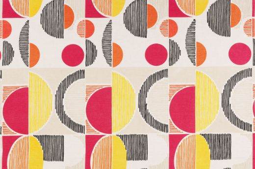 Galaxie hot pink and yellow embroidered and printed fabric