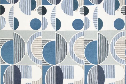 Galaxie dark indigo and blue embroidered and printed fabric 